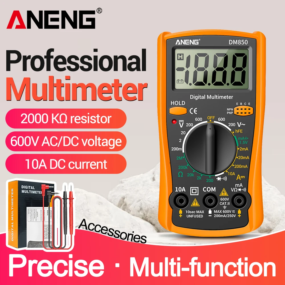 Professional Digital Multimeter – AC/DC Volt, Ohm, Ampere Tester For Electrical Diagnostics