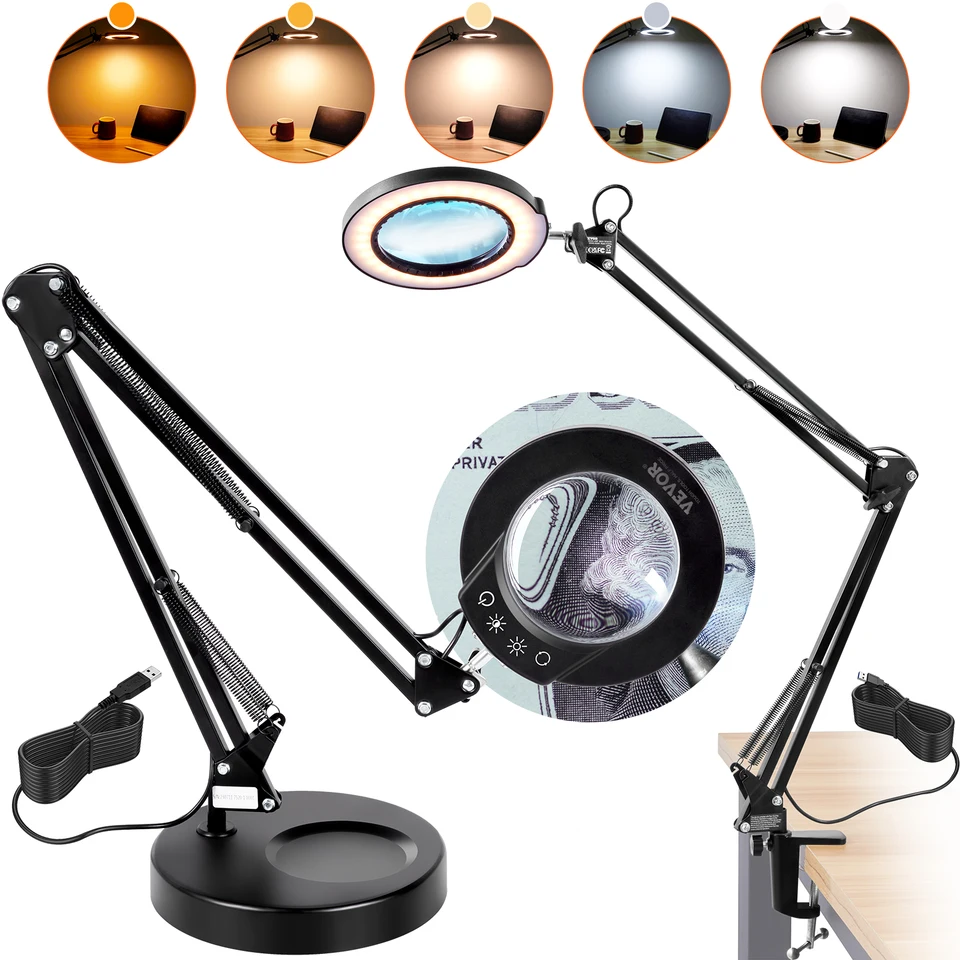 5X LED Magnifying Lamp with Adjustable Light
