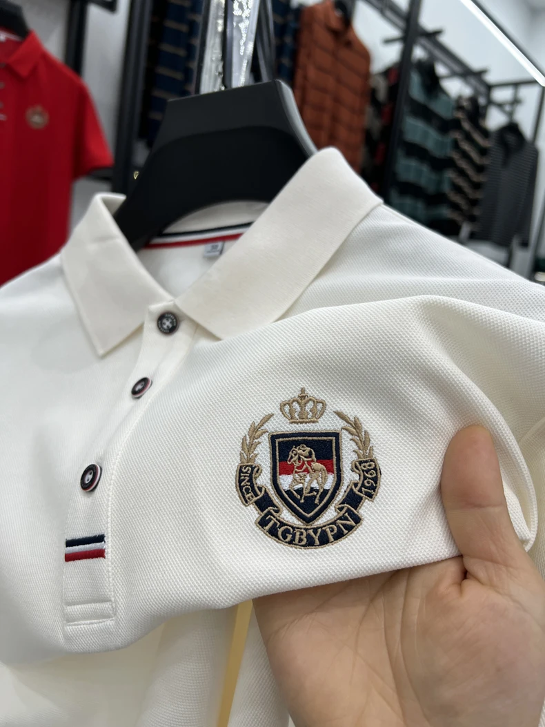 High end brand men's short sleeved polo shirt with classic stripe design top summer fashion embroidery breathable casual T-shirt 27 S072cf5f5ade8417ba19127d0ed5a904bT