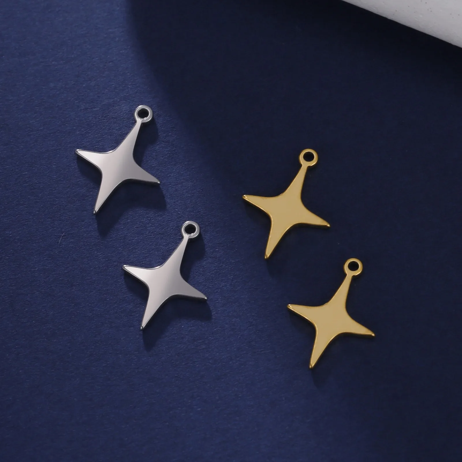 

Stainless Steel Cut Star Charms Pendants Multicolor Minimalist Charms Necklace Diy Jewelry Making Accessories 11mm X15mm, 2 PCs