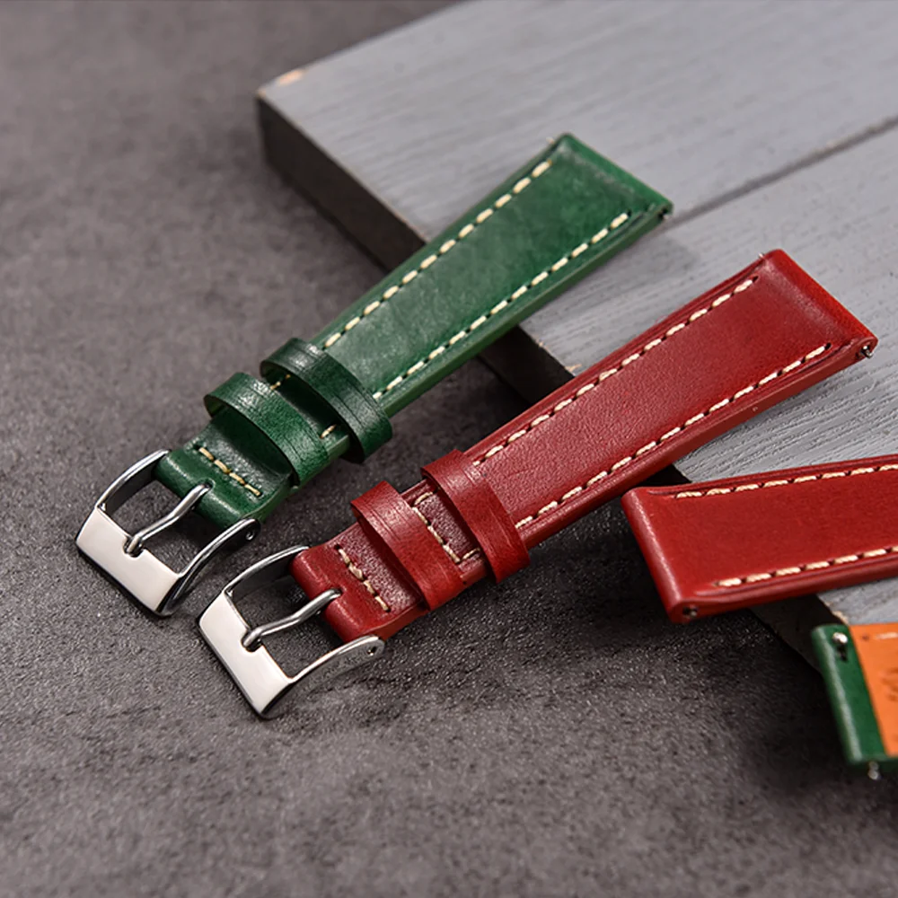 Handmade Vintage Leather Watch Strap with Quick Release