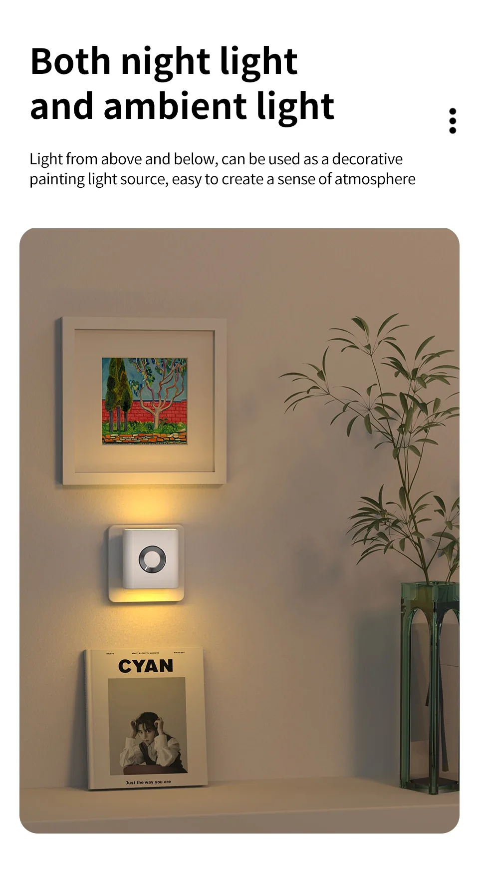 220V Motion Sensor LED Night Light With EU Socket Plug-in Wall Lamp Warm White Ambient Light For Toilet Stairs Bedroom Corridor