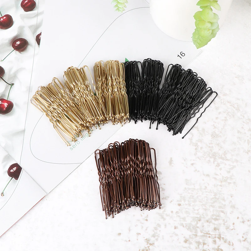 

5CM 50pcs Hair Waved U-shaped Hairclips Pin Barrette Salon Grip Clip Hairpins Black / Gold Metal Hair Accessories