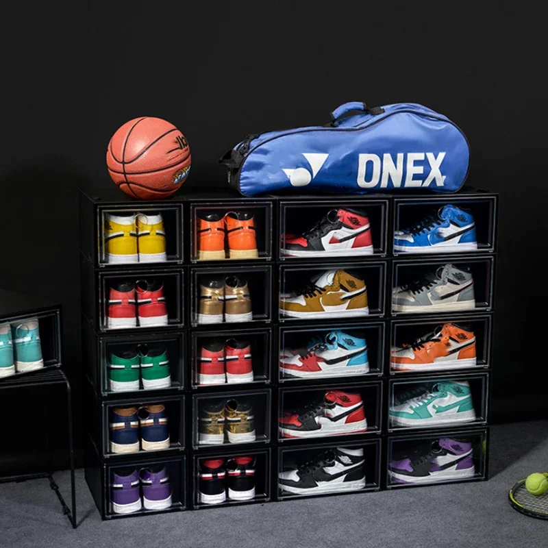 1pcs/set AJ Sneakers Box  plastic shoe box Stackable Cabinet Storage Box high-top Dustproof AJ shoes organizers Shoe Rack