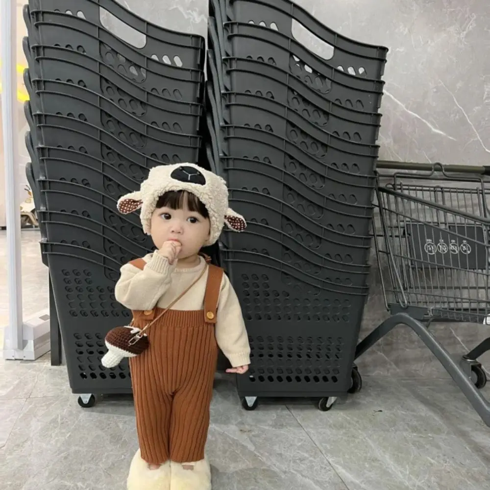 All-match Korean Style Cute Sheep Hat Cloth Accessories Cartoon Children Lamb Hat Plush Muffler Faux Fur Bucket Hat Girls