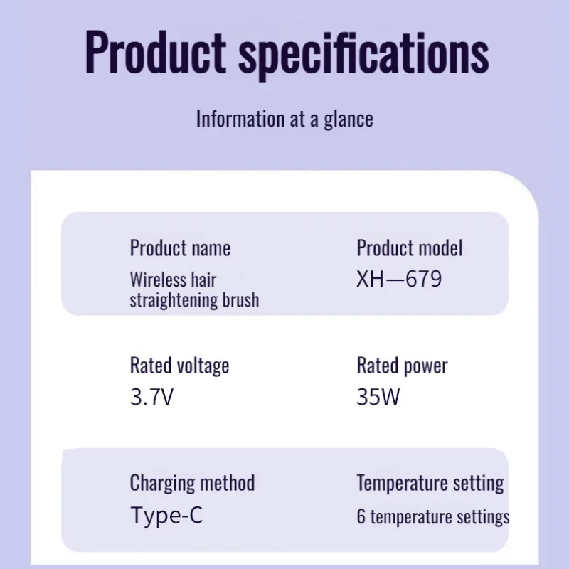 6speed temperature adjustment Styling Combs hair straightening comb digital display Household negative ion