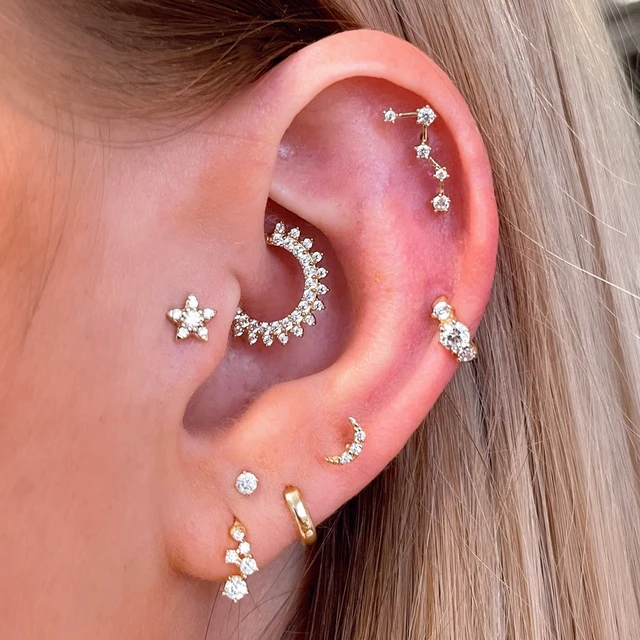 para Piercing de oreja para mujer, aretes de estrella de circón, accesorios para Piercing de hélice de cartílago, regalo de 1 ud., Envío Gratis AliExpress