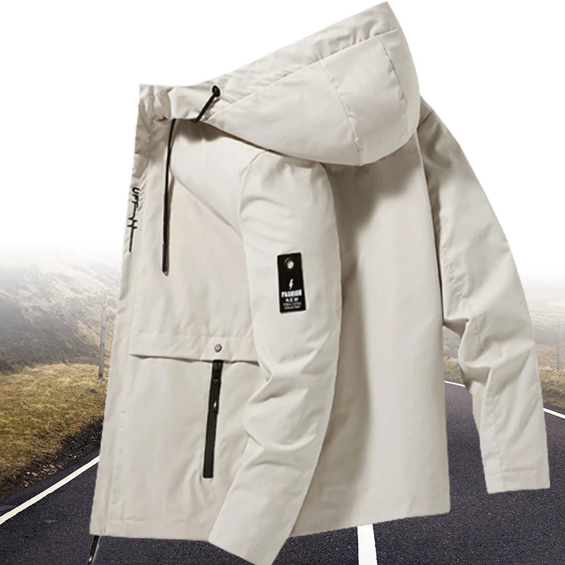 

Men's Jacket Thin Polyester Spring and Summer Sunscreen Jacket Windbreaker Sports Hooded Cardigan
