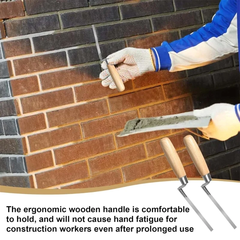 2Pcs Pointing Trowel Brick Jointer Narrow Finger Pointing Trowel Set Stainless Steel Tool with Handle