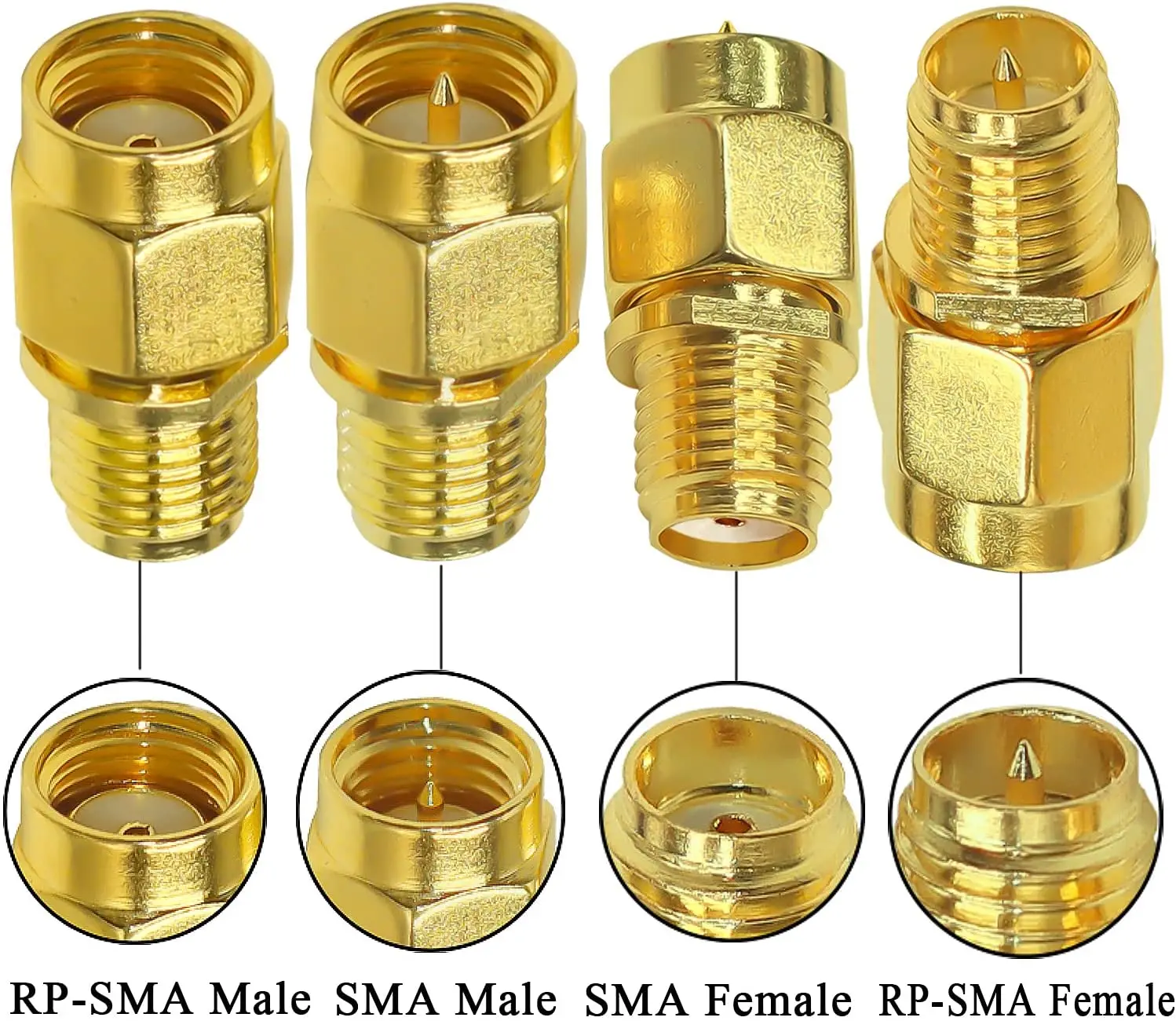 Lot/4pc 2pcs.lot  SMA Coax Connector Kit SMA/RP-SMA Male to RP-SMA/SMA Female RF Coaxial Adapter SMA Male to Female Converter