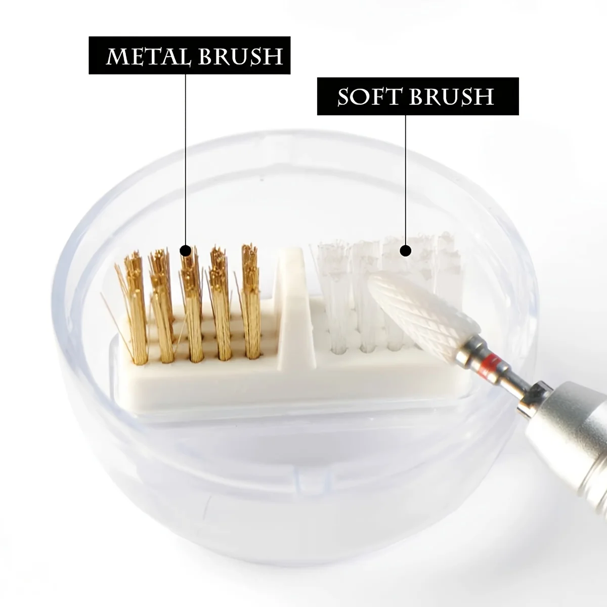 Nail Drill Bit Cleaning Brush Copper Wire Remove Dust Cleaning Case Soft Hard Drill Grinding Head Brush Cleaner Nail Art Tools - 3