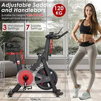 Vélo d'exercice avec résistance magnétique, vélo d'entraînement à domicile, vélo de spinning, vélo de fitness intérieur, moniteur LCD, réglable, jusqu'à 120 1