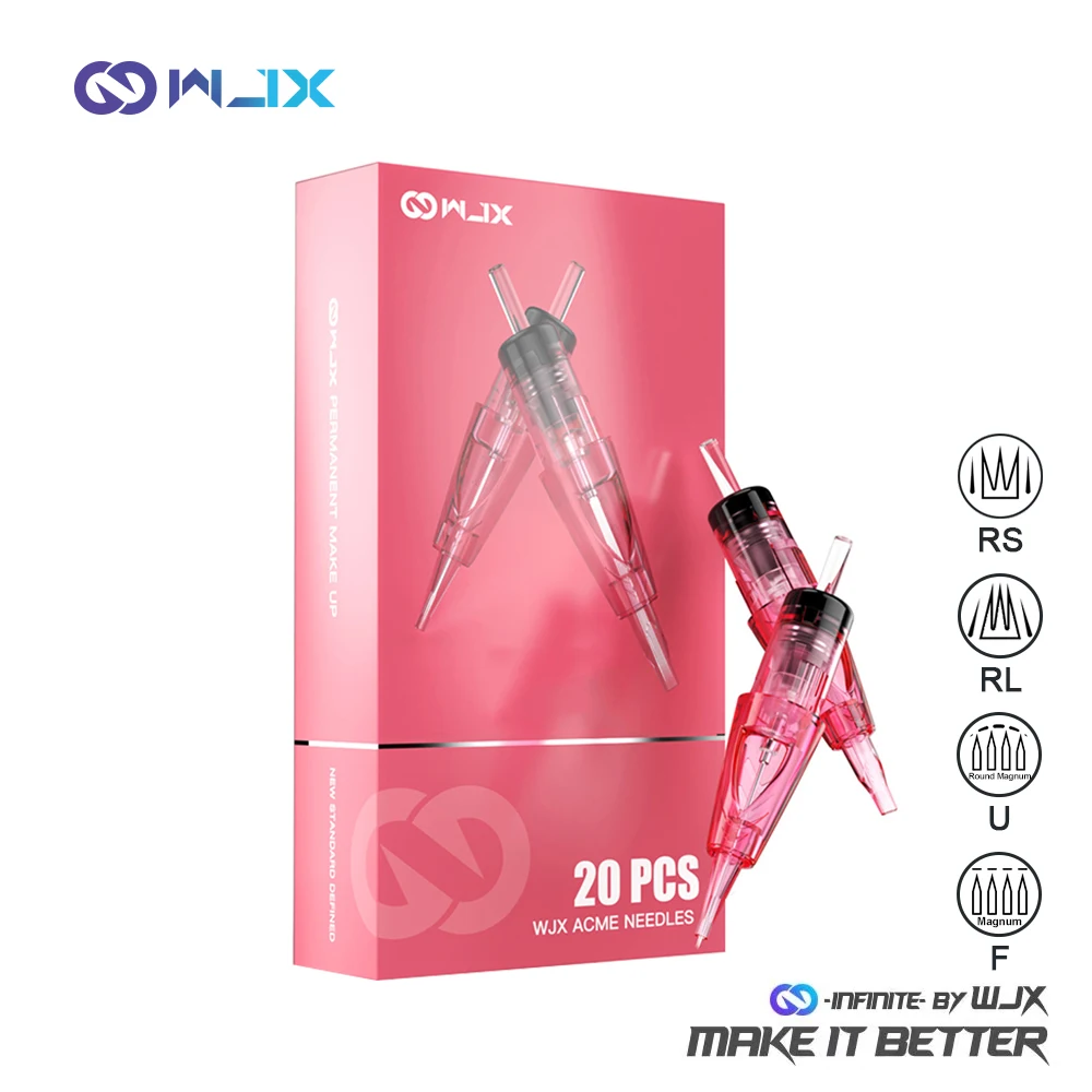 Permanent Makeup Cartridge Needles Round Liner RL RS U F 0.16mm-0.4mm Sterilized Dragonhawk Tattoo Supplies WJX 20pcs Tattoo Needles