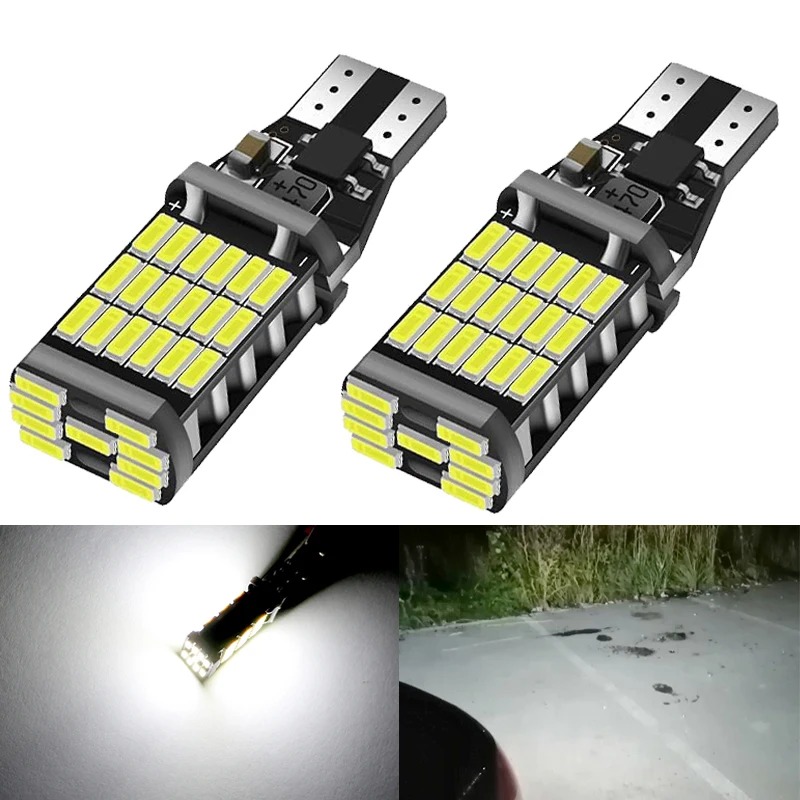 

2 PCS T15 W16W 906 922 LED Signal Light Canbus Error Free High Power 12V 4014 45SMD 7000K White Car Reverse Parking Backup Lamps
