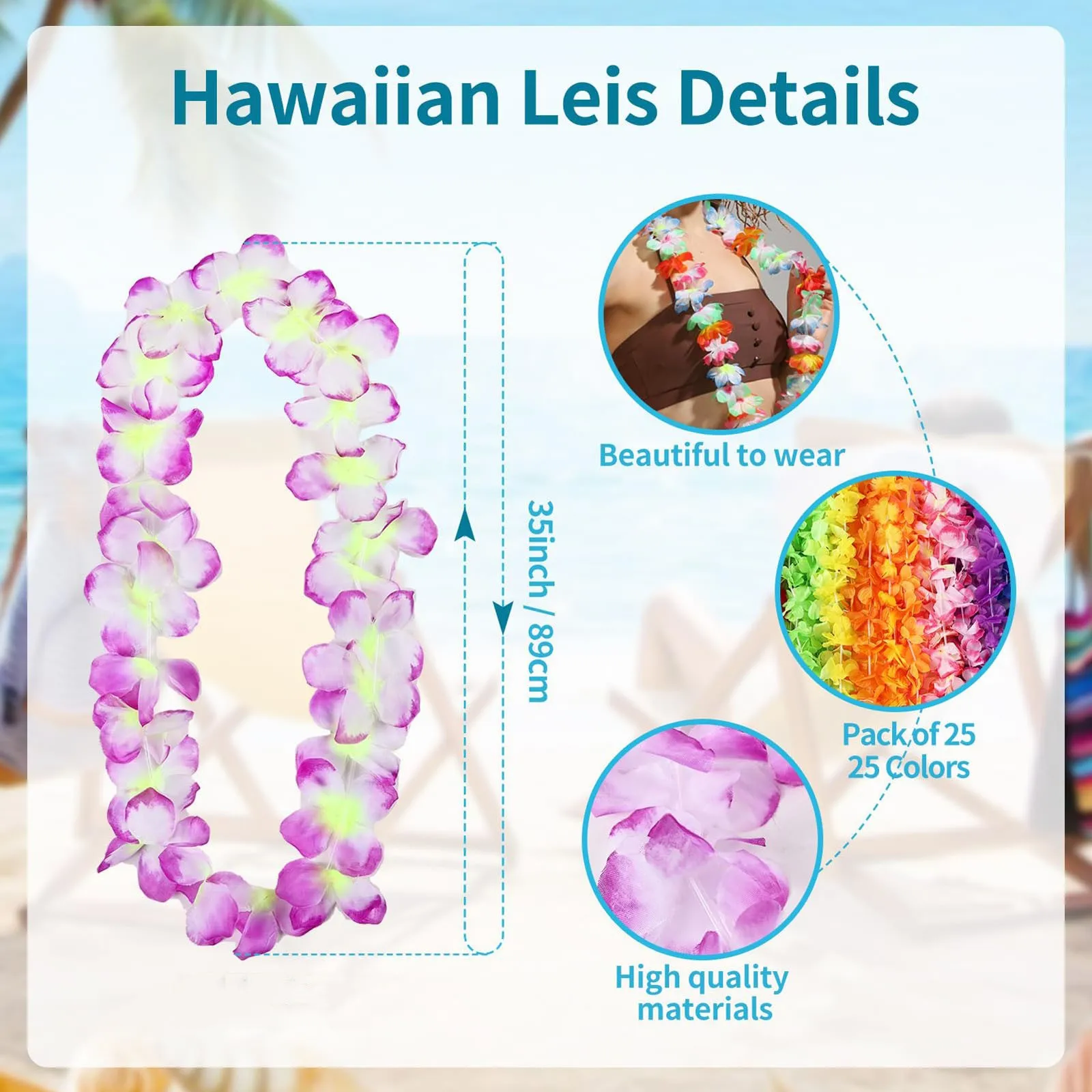 Hawaii Party Leis Ghirlanda di fiori Ghirlanda Collana hawaiana Hawai Floreale Decorazioni per feste in fattoria Fornure Decorazione ghirlanda  15
