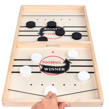 Fast Sling Puck Table Game – Wooden Hockey Board Parent-Child Interactive Toy 1