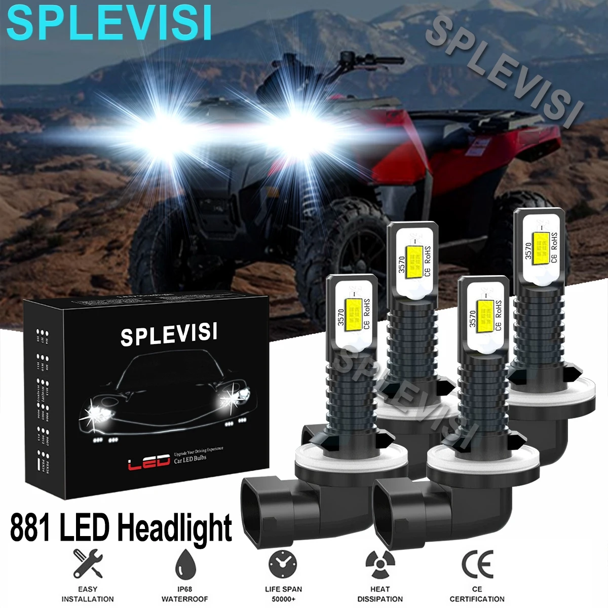 4x 140W LED Headlight Bulbs Pure White 6000K For POLARIS RANGER 400 500 570 700 800 900 & ext ev xp models 2005-2018 2x 9005 led headlight 6000k bulbs for honda foreman 500 trx500fm 2005 2019 foreman 450 500 4x4 02 04 05 14