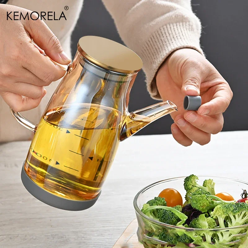 Oil Dispenser 1000/800/600ML Large High Borosilicate Glass for Cooking Olive Oil and Soy Sauce Vinegar with Silicone Base