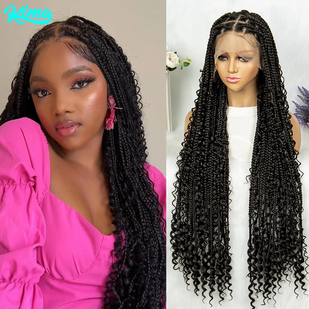 Micro Braided Wigs Blue Green Purple Pink Lace for White Women Long  Synthetic Hair Lace Front Wigs with Baby Hair Braided Wigs - AliExpress