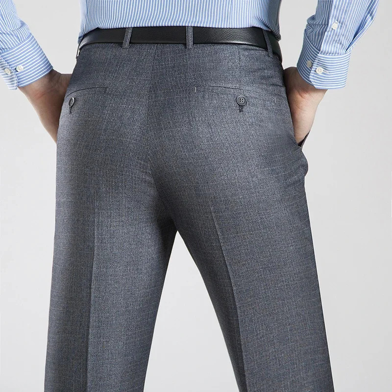 Summer Business Thin Suit Pants For Men Size 29-56 Spring Autumn Male Formal Solid Silk Long Dress Pants Baggy Office Trousers 5