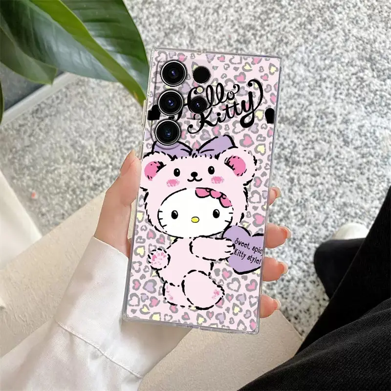 thumbnail image 1 of Funda de teléfono con dibujos animados de Hello Kitty, carcasa transparente para Samsung S24, S23 Ultra, S22, S20 Plus, S21 FE, Galaxy S24Ultra, S235G, 1 of 5
