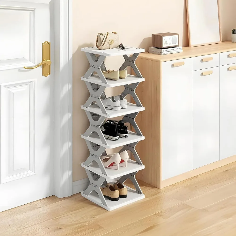 6 Tier Foldable Shoe Rack Collapsible Shoe Shelf For Entryway Tall Narrow Rack Foldable Dustproof Practical Organizer Racks