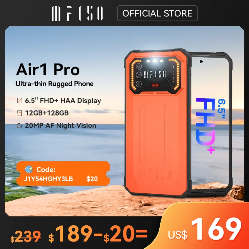 Iif150 air1 pro 頑丈なスマートフォン,6.5インチfhdディスプレイ,IP68/ip69k 6 128GB,48MP赤外線暗視 ...