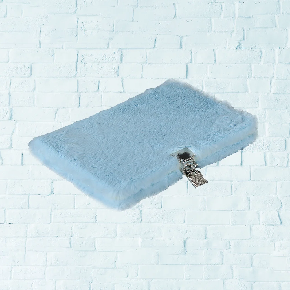 

Плюшевый дневник с замком, A5, плюшевый блокнот, многоцветный плюшевый дневник, ежедневник, ежедневник, подарок для взрослых и детей (Небесно-голубой)