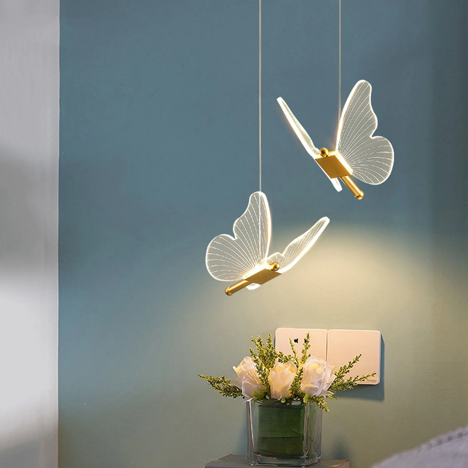 

Butterfly Led Pendant Lights Nordic Golden Bedside Chandelier Lighting For Living Room Bedroom Bedside Lamps Indoor Lighting