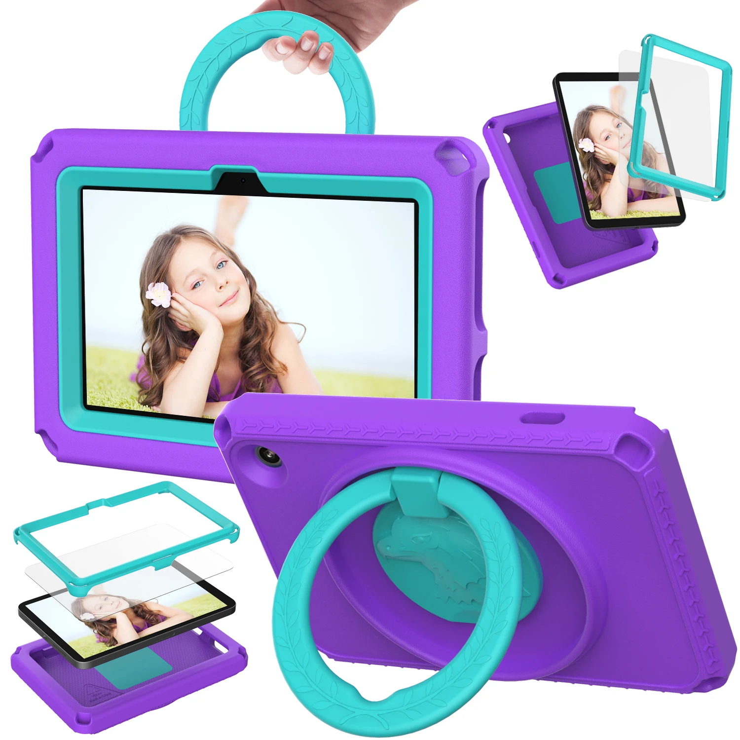 Enhanced Tablet Case: 360° Rotating, Dustproof & Waterproof, Double-Layer Protection, Shockproof Cover