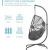 Indoor Outdoor Egg Swing Chair with Stand, Oversized Cocoon-Shaped Rope Woven Hanging Chair W/Cushion, Safety Strap 6