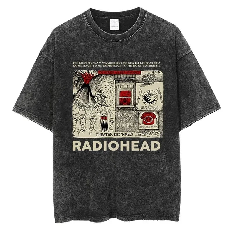 Radiohead T Shirt Classic Retro Rock Band Graphic Tshirt Oversized Quality Cotton Men Women Hip Hop Streetwear Short Sleeve Tees