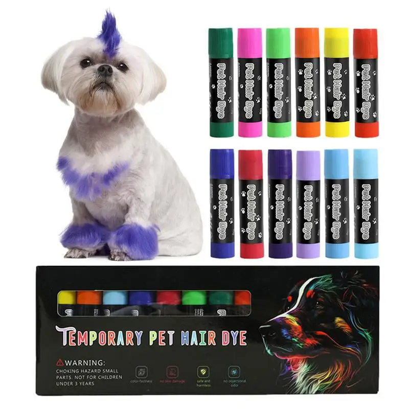

Pet Hair Dye 12 Colors Washable Pet Safe Hair Dye Dog Nail Polish Pen Pet Fur Paint Pets Temporary Colors Hair Pens for Grooming