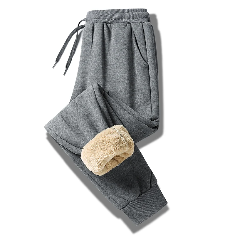Mens Cashmere Sweatpants Winter Warm Lamb Wool Trousers For Male Lined Fleece Pants Mens Autumn And Winter Casual Joggers Pants sport jogging trousers,fleece sweatpants