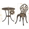 Patio Bistro Sets 3 Piece, Outdoor Rust-Resistant Cast Aluminum Garden Table and Chairs, Bronze 6