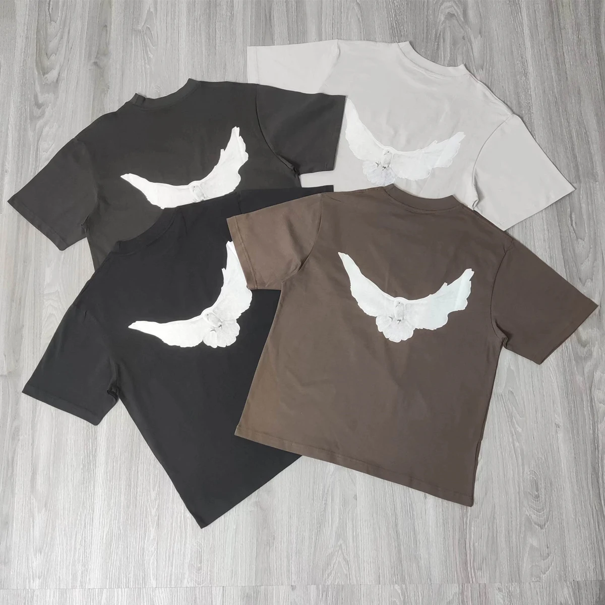 

Frog Drift Kanye West Three-Party United Peace Pigeon Cotton Brand 1:1 Tee Tops For Men Oversize Casual Men Women T Shirt