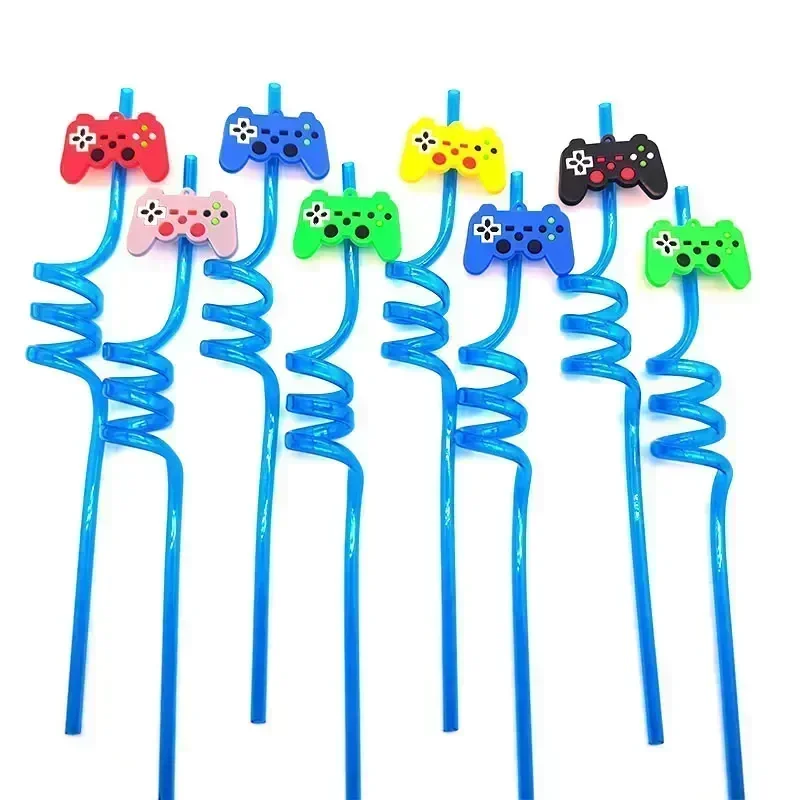 8/10pcs 26cm Unicorns/Christmas/sea Animals/Halloween/compact Car Plastic Spiral Straws Kids Birthday Party Decor Reusable Straw