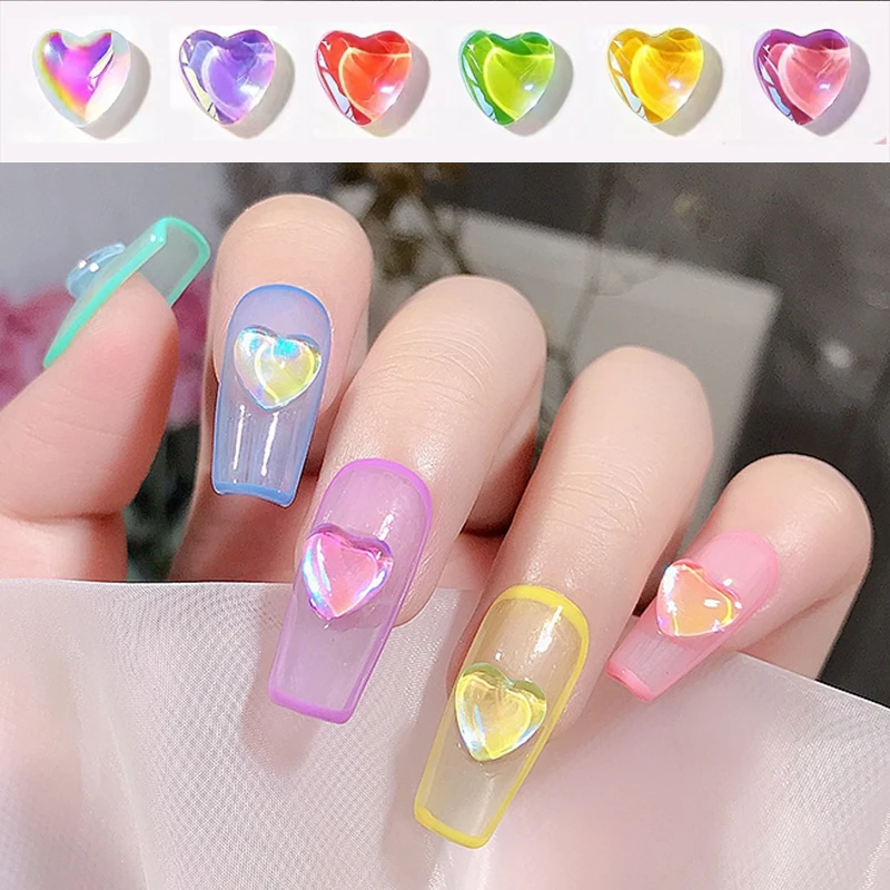 Love Hearts Kawaii Nails Accessories Acrylic Resin White Pink Nail Parts  Charms