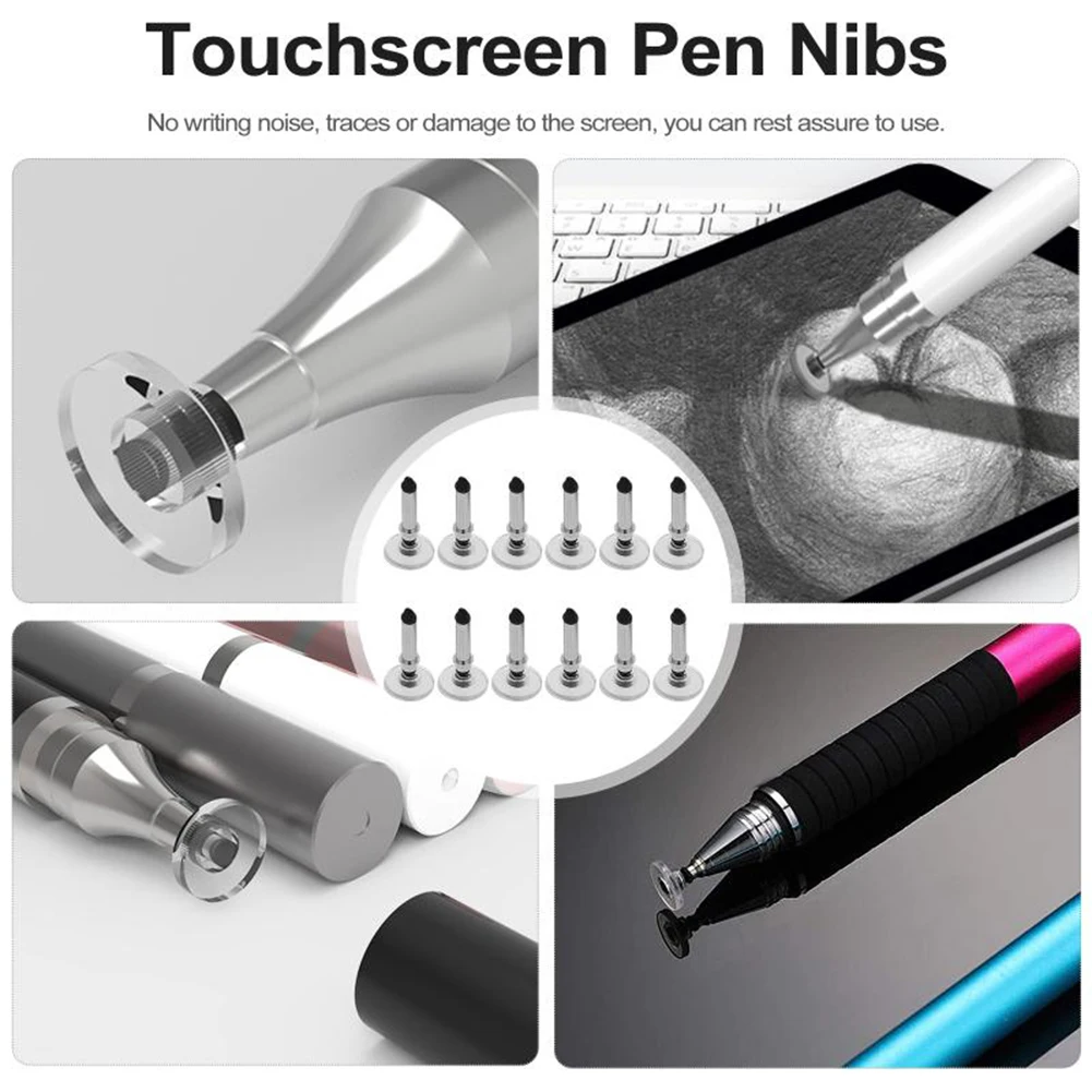 12 Pieces Stylus Replacement Tips Universal Replaceable Stylus Pen Disc Tips Round Shape for Capacitive Touch Screen