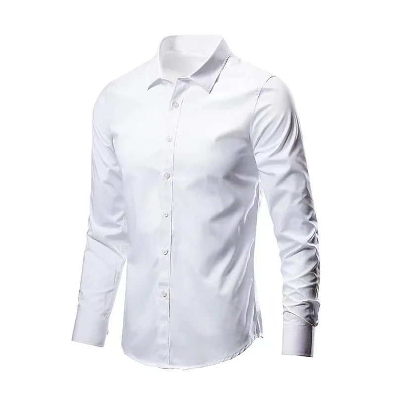 

XX348shirt men's long-sleeved Korean version slim business casual formal pure white shirt professional work handsome inch