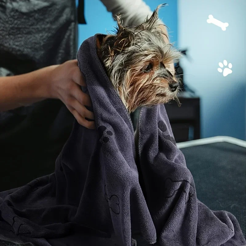 Pet Towel 60x100cm Drying Dog Cat Bath Towel Microfiber Quick-drying Dog Claw Absorbent Blue Grey Bath Pets Products pet bath towel