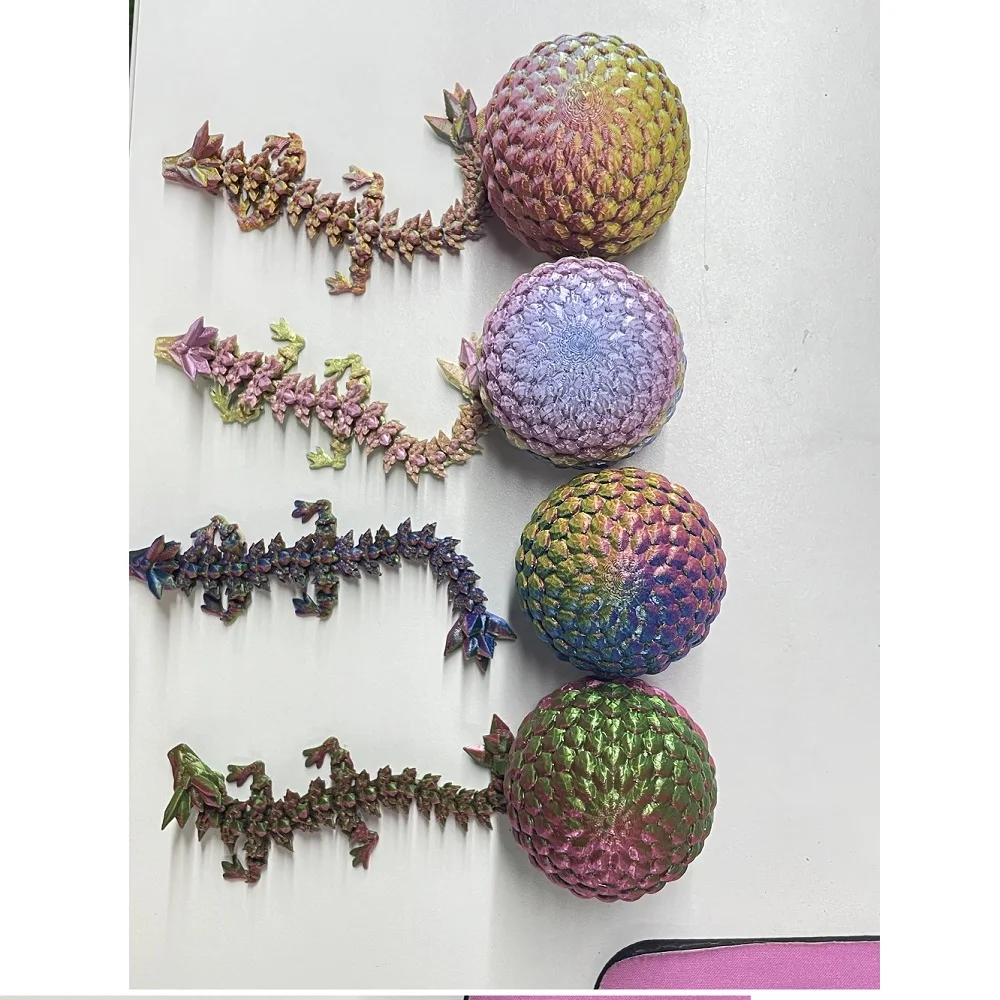 3d printed toy dragon ornament 4PCS 3D printed gem dragon egg rotatable articulated dragons toys desktop craft ornament gifts for kids office home table decor