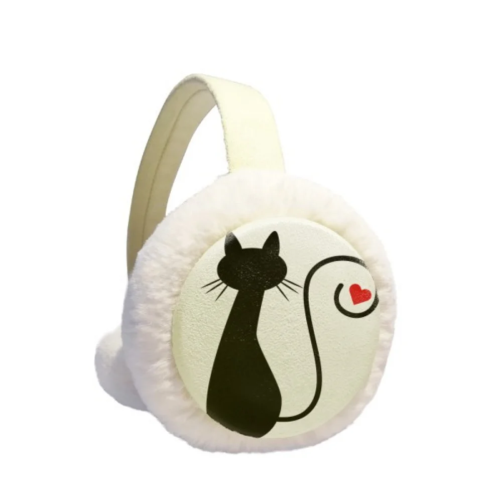 

Heart Cat Sit Sihouette Animal Winter Ear Warmer Cable Knit Furry Fleece Earmuff Outdoor