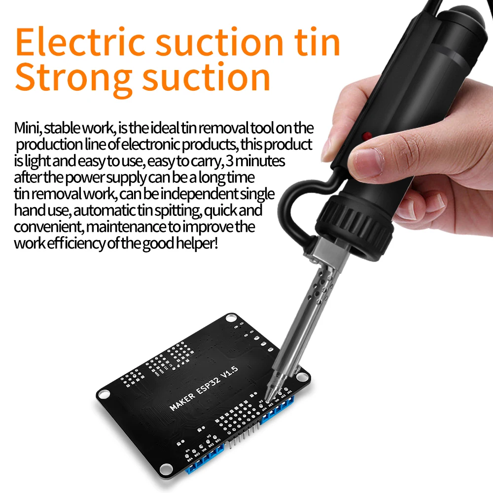 Portable Soldering Desoldering Suction with EU Plug Electric Tin Soldering Repair Tool Strong Suction for Circuit Board Assembly — view 3