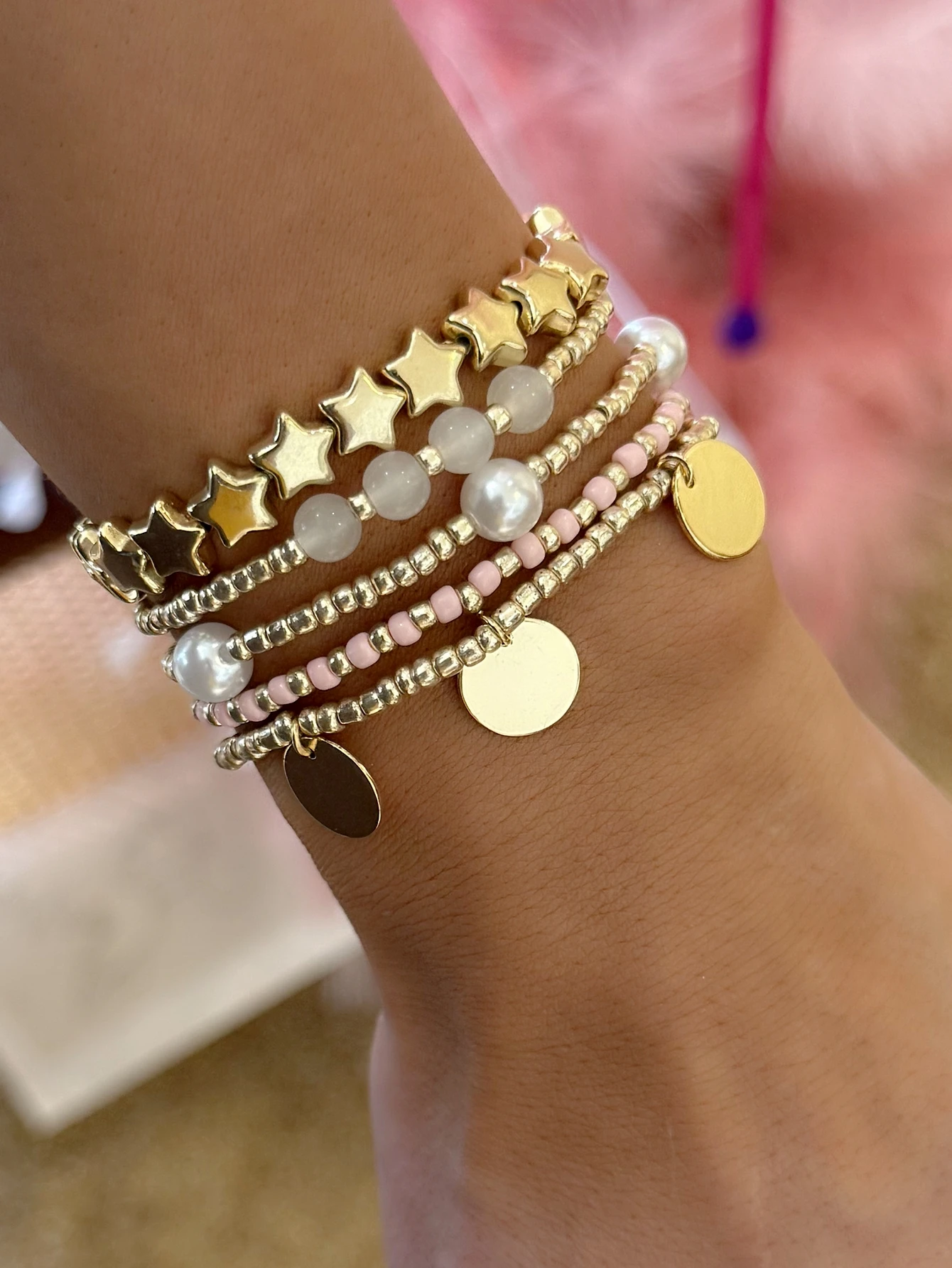 Bohemian Star CCB Bead Stacked Bracelet Set for Women