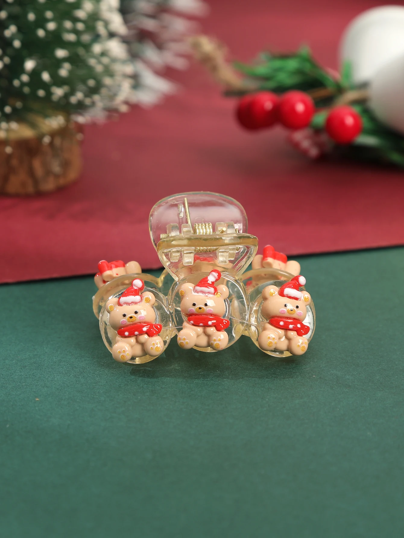 Christmas Tree Hair Claw Mini Small Cute Hairpin Crab Hair Grip Girls Green Red Festival Hairpin Fashion Hair Accessories