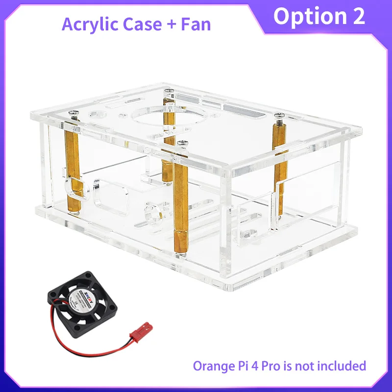 Transparent Acrylic Protective Case with Optional Cooling Fan and Heatsinks for Single Board Computers