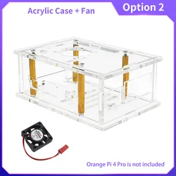 Transparent Acrylic Protective Case with Optional Cooling Fan and Heatsinks for Single Board Computers (Option 2)