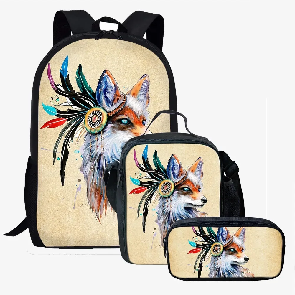 Popular Harajuku 3D Animal Print Mochila, Mochilas Escolares Estudante, Mochila Laptop, Lunch Bag, Estojo de Lápis, Novo,