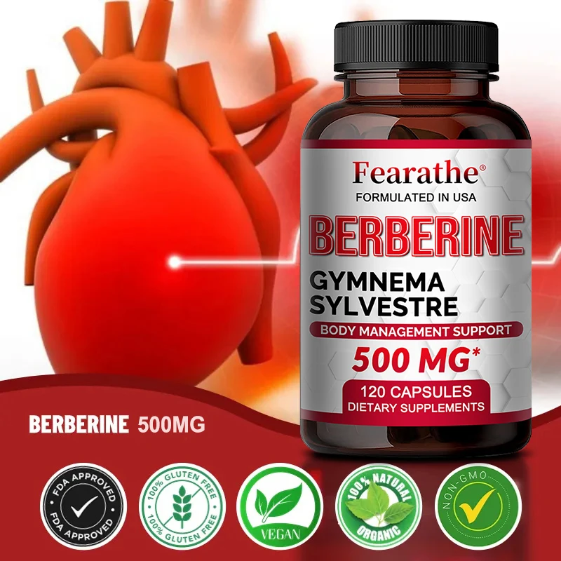 Berberine 500 mg GYMNEMA SYLVESTRE suplemento dietético para apoyar el sistema inmunológico, salud Cardiovascular y control del peso